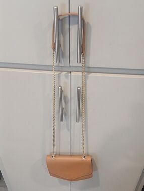 Madison West Tan Crossbody Bag with Gold Chain Strap